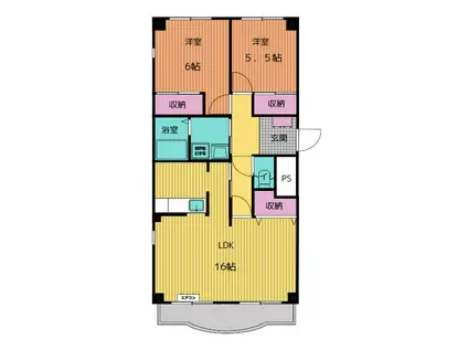 DORF GLORIA(2LDK/2階)の間取り写真