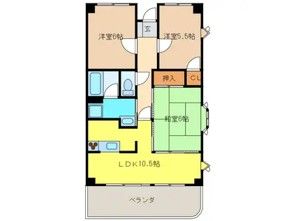 BELLE VILLE I(3LDK/2階)の間取り写真