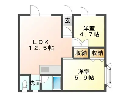 ブランドK7(2LDK/2階)の間取り写真
