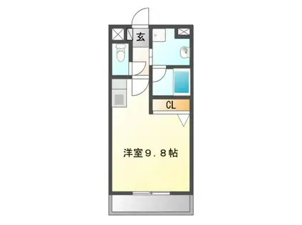 ソレイユ清和園(ワンルーム/3階)の間取り写真