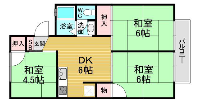 HONMACHIハウス(3DK/2階)の間取り写真