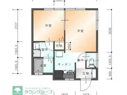 北里アパート(2K/1階)の間取り写真