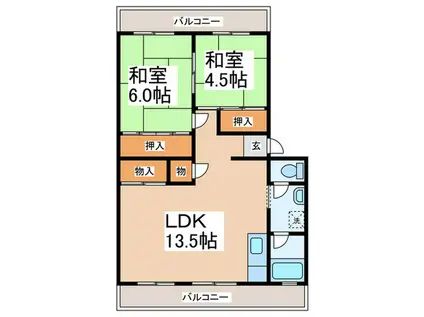 前川ハイツ(2LDK/1階)の間取り写真