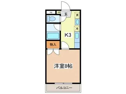 MKマンション(1K/2階)の間取り写真