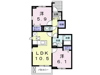 シャンプラトーIII(2LDK/1階)の間取り写真