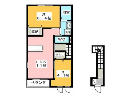 VICTORIA(2LDK/2階)の間取り写真