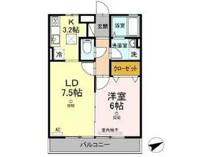 フレブラース(1LDK/1階)の間取り写真