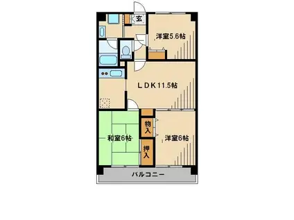 ガーデンスクエア北坂戸(3LDK/4階)の間取り写真