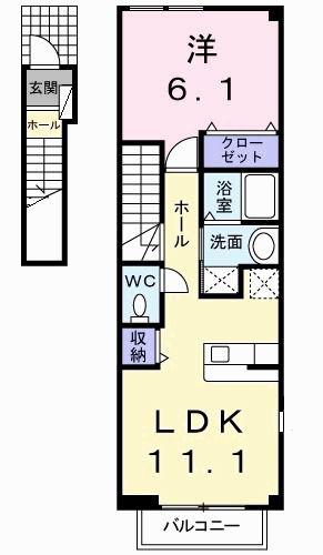 イマージュ(1LDK/2階)の間取り写真