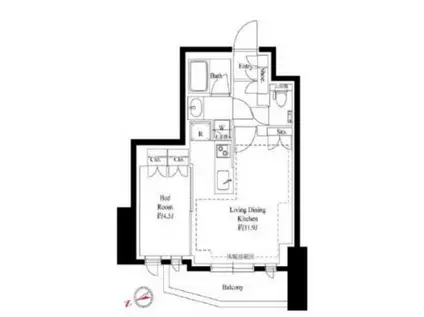 343レジデンス後楽園(1LDK/1階)の間取り写真