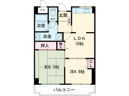 エルファミーレ富田林(2LDK/3階)の間取り写真
