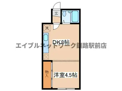 パークサイドマンション(1DK/4階)の間取り写真