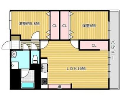 メゾンドカーム(2LDK/2階)の間取り写真