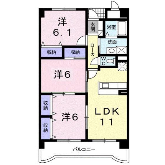 ヴィラ・クラッセ広(3LDK/2階)の間取り写真