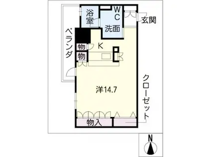 カスタリア伏見(ワンルーム/2階)の間取り写真