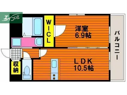 ハートフル医大前(1LDK/2階)の間取り写真