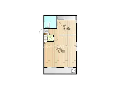 クオリア鷹匠町(1DK/1階)の間取り写真