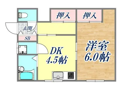 メゾン西山町(1DK/1階)の間取り写真