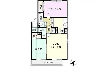 サニーガーデン須磨A棟(2LDK/2階)の間取り写真