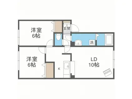 ハイマート手稲 HIGHMART TEINE(2LDK/2階)の間取り写真