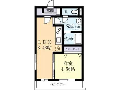 ハイビスカスツクバ(1LDK/3階)の間取り写真