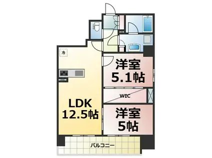 オープンレジデンシア丸の内 THE COURT(2LDK/12階)の間取り写真