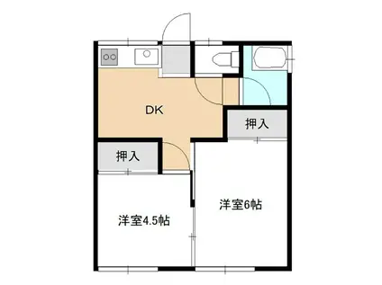 松尾第二コーポ(2DK/2階)の間取り写真