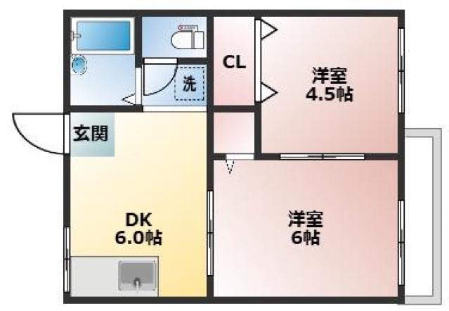 メゾン若草(2DK/2階)の間取り写真