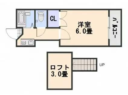 オレンジハウス坪井(1K/2階)の間取り写真