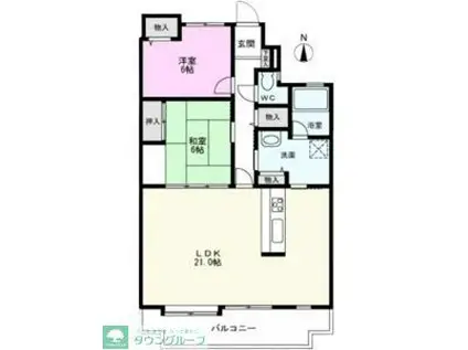 グランヴィラージュ(2LDK/8階)の間取り写真