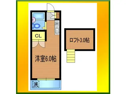 ドミールミナミ(ワンルーム/2階)の間取り写真