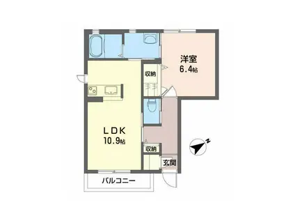 シャーメゾンコトンB(1LDK/1階)の間取り写真