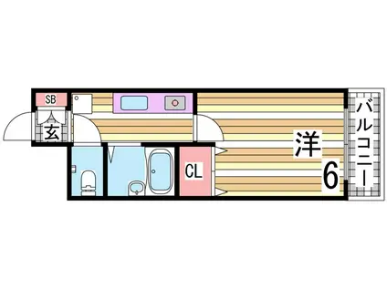 ヴェルビュ桜町(1K/4階)の間取り写真