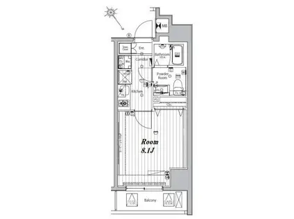メイクスデザイン門前仲町リバープレイス(1K/5階)の間取り写真