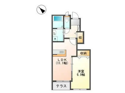 グランディール(1LDK/1階)の間取り写真