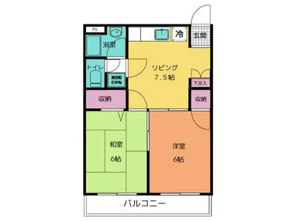 久が原芦澤ハイツ(2LDK/3階)の間取り写真