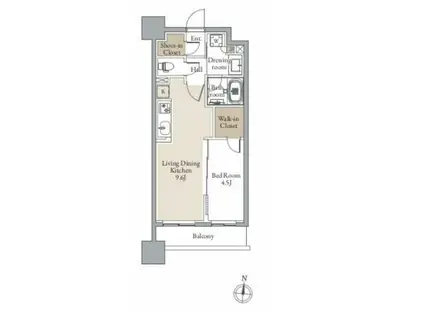 レジディア仙台北四番丁プレイス(1LDK/15階)の間取り写真