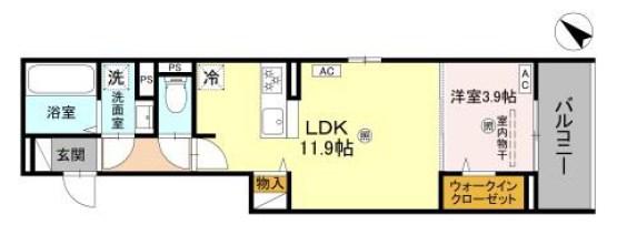 LAMAISON大池町(1LDK/3階)の間取り写真