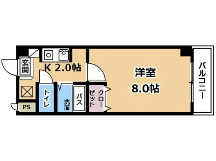 JR東海道本線 草津駅(滋賀) 徒歩10分 4階建 築29年(1K/4階)の間取り写真