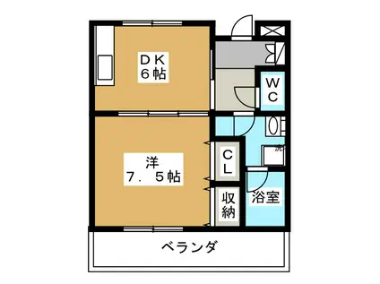 ヴェルドミールIII(1DK/1階)の間取り写真