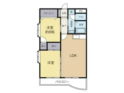 メゾンイセキ(2LDK/1階)の間取り写真