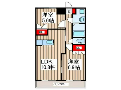 パイン・ツリー(2LDK/2階)の間取り写真
