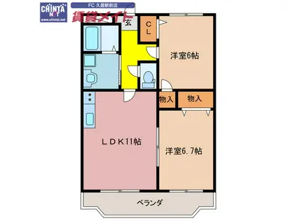 コンフォール・カルチェ(2LDK/1階)の間取り写真