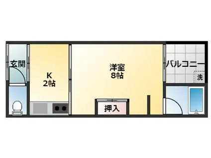 メゾンドウッド東新町(1K/1階)の間取り写真