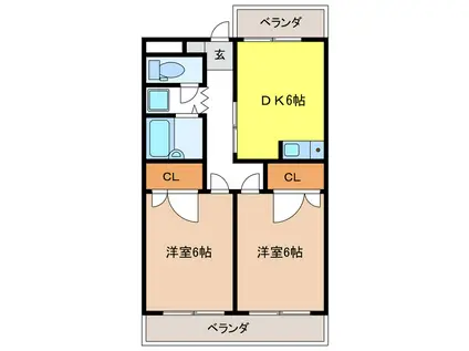 ジアスビル(2DK/5階)の間取り写真