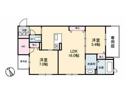 ベレオ光南(2LDK/1階)の間取り写真