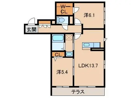 メゾンド・ベレオ(2LDK/1階)の間取り写真