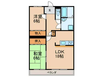 グレース牧の里南館(2LDK/2階)の間取り写真