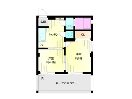 第一三笠マンション(2K/5階)の間取り写真