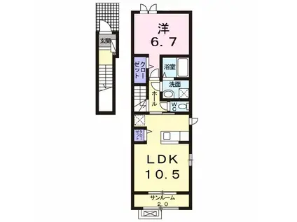 プロスペリテ(1LDK/2階)の間取り写真